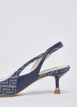 Slingback in denim jacquard