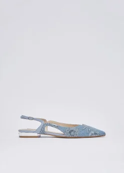 Slingback in denim stampato