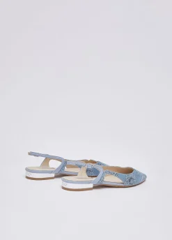 Slingback in denim stampato