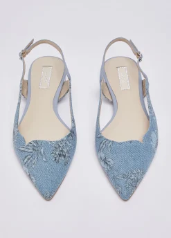 Slingback in denim stampato
