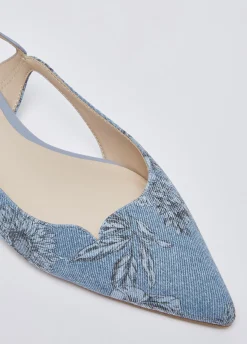 Slingback in denim stampato