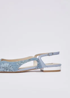 Slingback in denim stampato