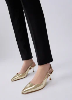 Slingback in laminato a specchio