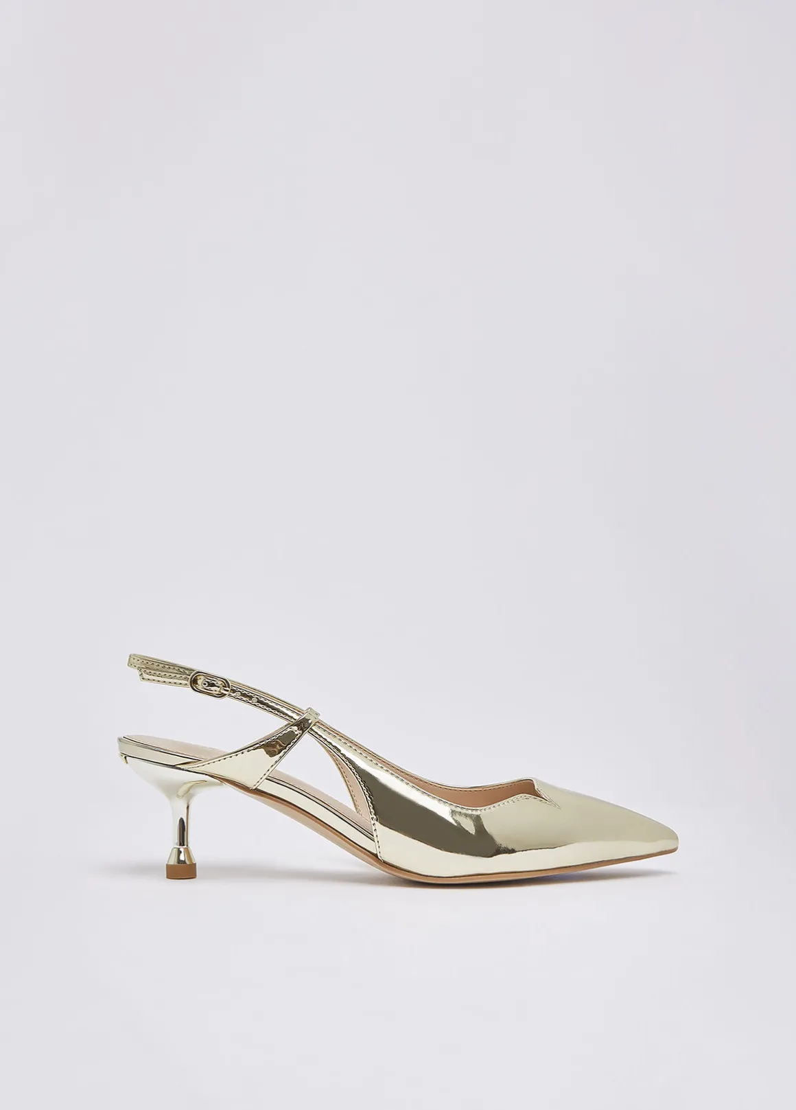 Slingback in laminato a specchio