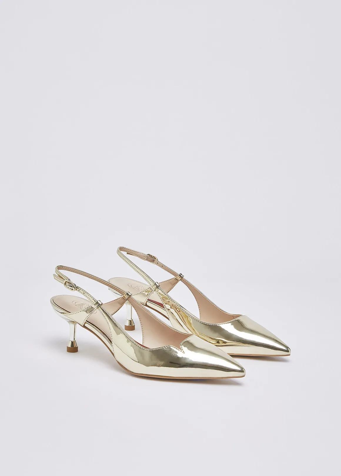 Slingback in laminato a specchio