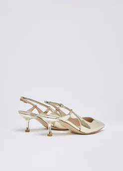 Slingback in laminato a specchio