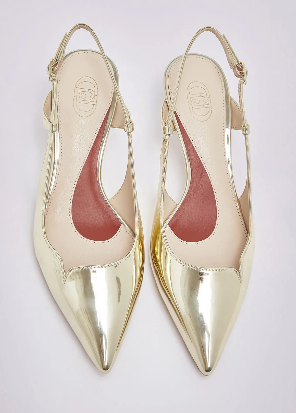 Slingback in laminato a specchio