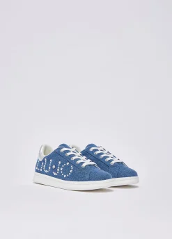 Sneakers in denim con borchie