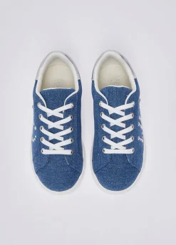 Sneakers in denim con borchie