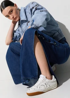 Sneakers in denim con pietre gioiello