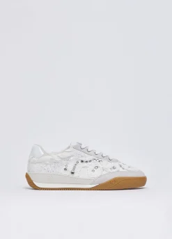 Sneakers in denim con pietre gioiello