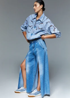Sneakers in denim con pietre gioiello