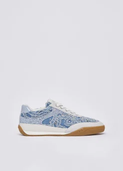 Sneakers in denim con pietre gioiello