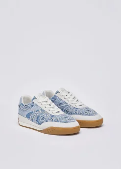 Sneakers in denim con pietre gioiello