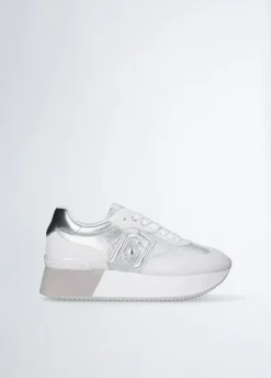 Sneakers in denim effetto laminato