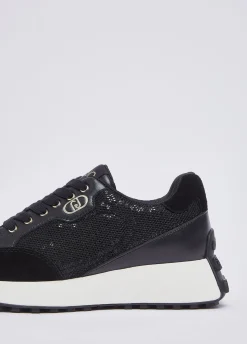 Sneakers in mesh e paillettes
