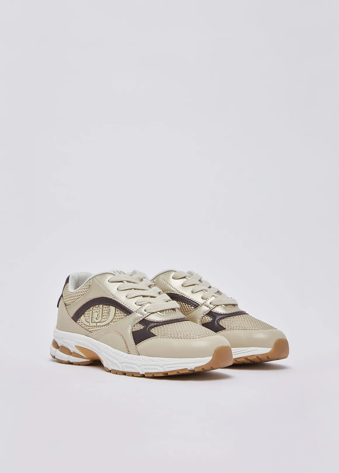 Sneakers in mesh metallizzato