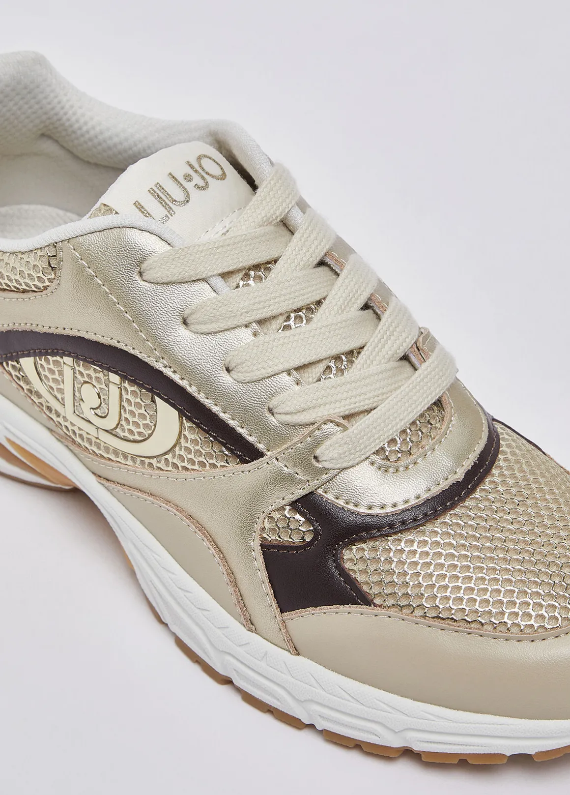 Sneakers in mesh metallizzato