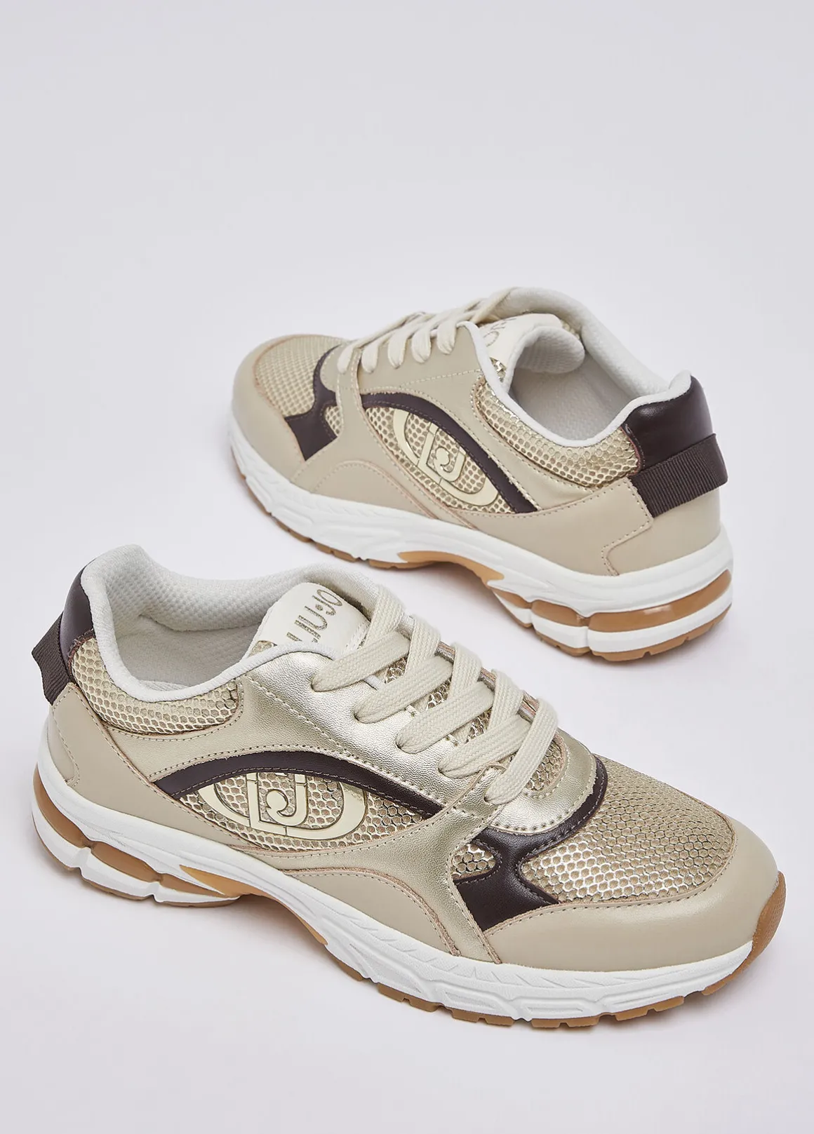 Sneakers in mesh metallizzato