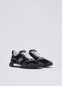 Sneakers in nylon e vernice