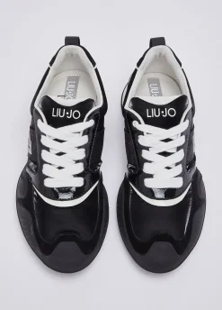 Sneakers in nylon e vernice