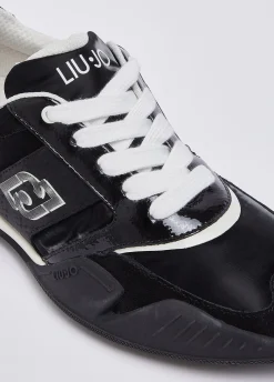 Sneakers in nylon e vernice