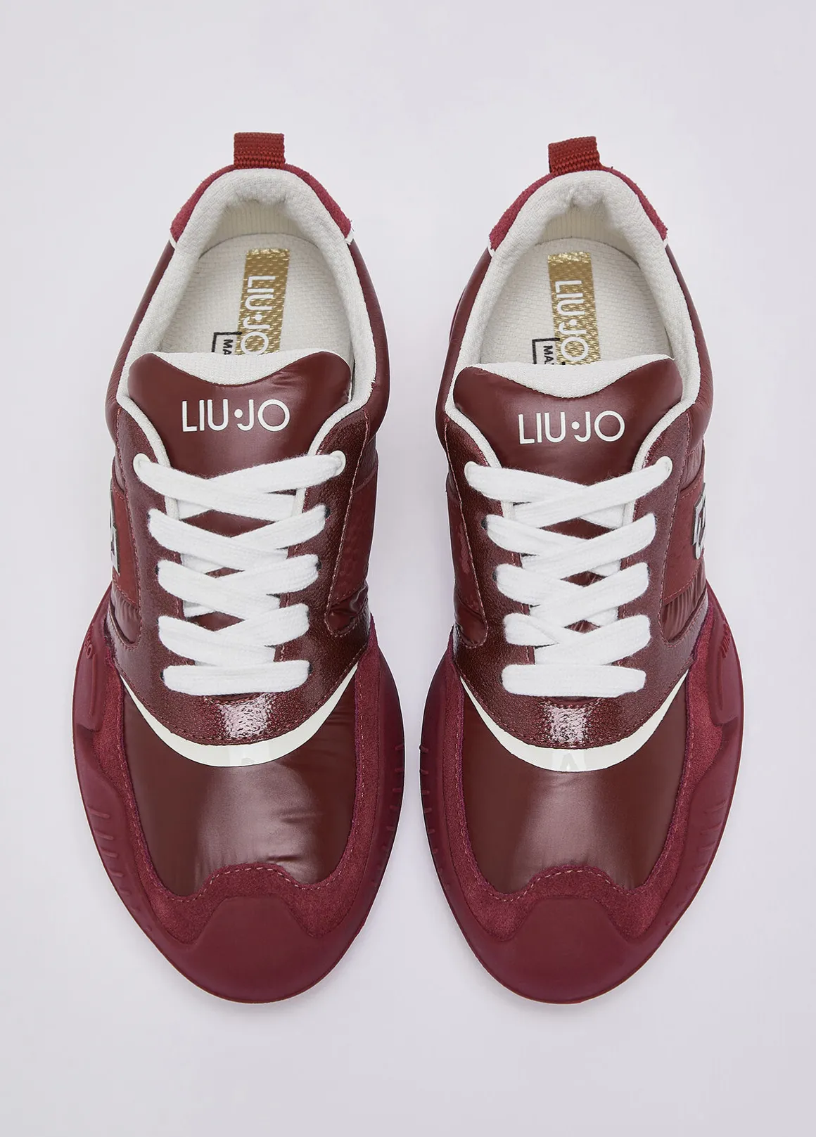 Sneakers in nylon e vernice