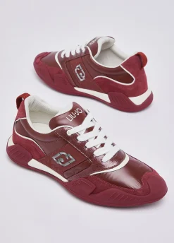 Sneakers in nylon e vernice