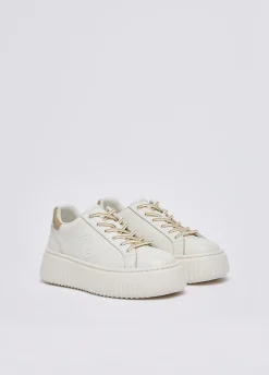 Sneakers in pelle con maxi logo