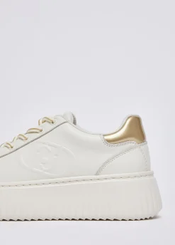 Sneakers in pelle con maxi logo