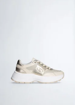 Sneakers in pelle e lurex