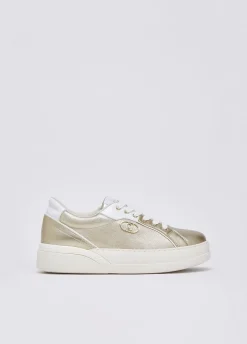 Sneakers in pelle laminata