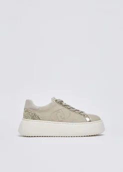 Sneakers in suede con maxi logo