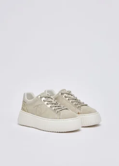 Sneakers in suede con maxi logo