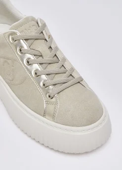 Sneakers in suede con maxi logo