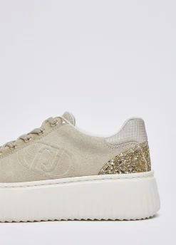 Sneakers in suede con maxi logo