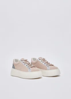 Sneakers in suede con maxi logo