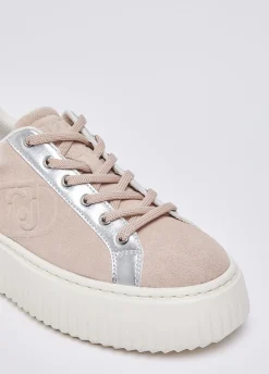 Sneakers in suede con maxi logo