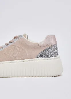 Sneakers in suede con maxi logo