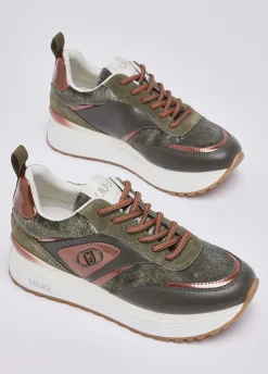 Sneakers platform effetto velluto