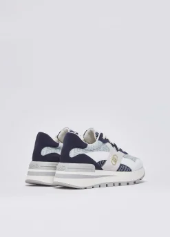 Sneakers platform in denim jacquard