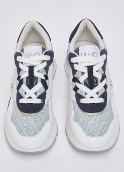 Sneakers platform in denim jacquard
