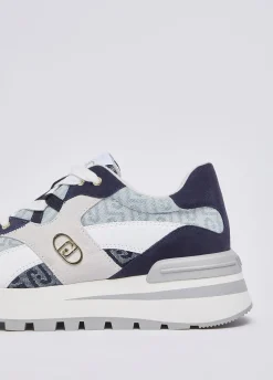 Sneakers platform in denim jacquard