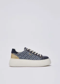 Sneakers platform in denim monogram