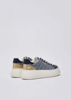 Sneakers platform in denim monogram