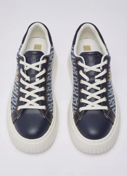 Sneakers platform in denim monogram
