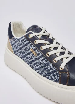 Sneakers platform in denim monogram