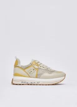 Sneakers platform in mesh con paillettes