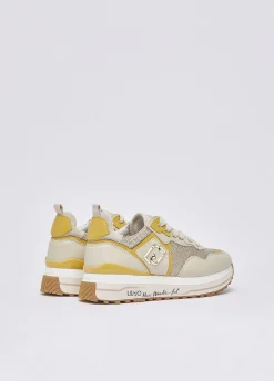 Sneakers platform in mesh con paillettes