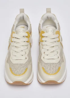 Sneakers platform in mesh con paillettes